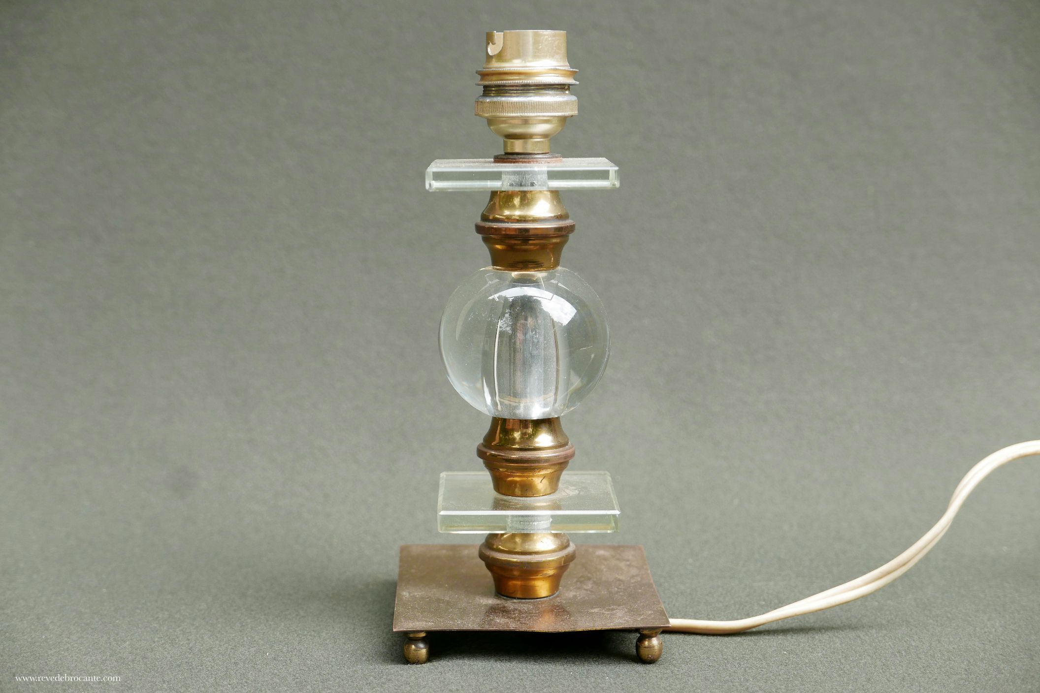 Lampe boule en opaline noire années 30/40 attribué à Adnet - Rêve